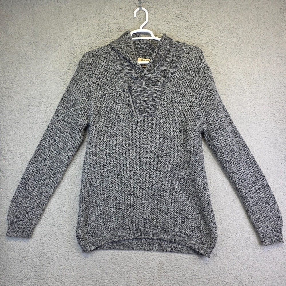 Decree Sweater Mens 2XL Shawl Collar Zip Up Chunky Open Knit‎ Preppy Heavy Y2K